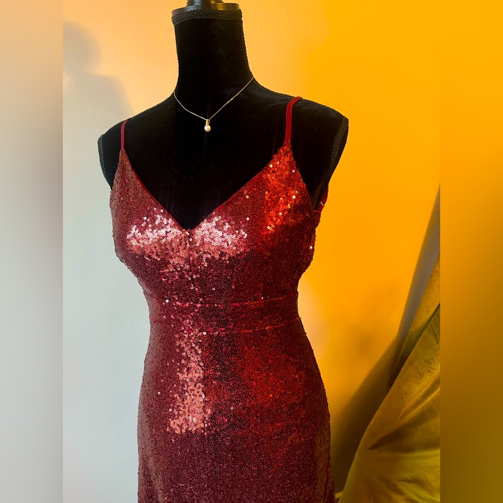 Burgundy sequin gown